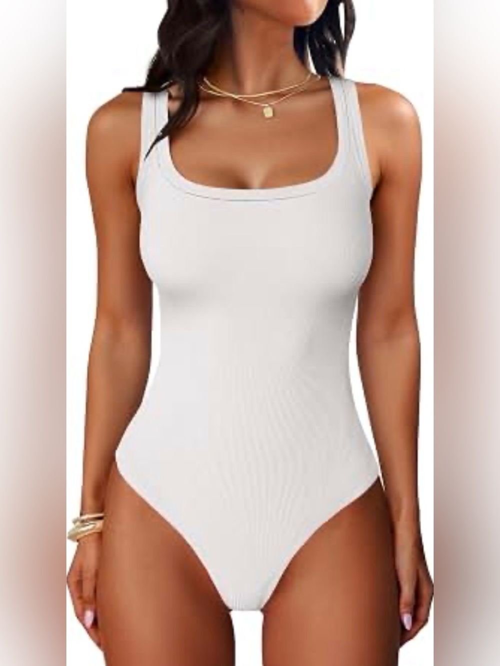 OQQ ribbed body suit L